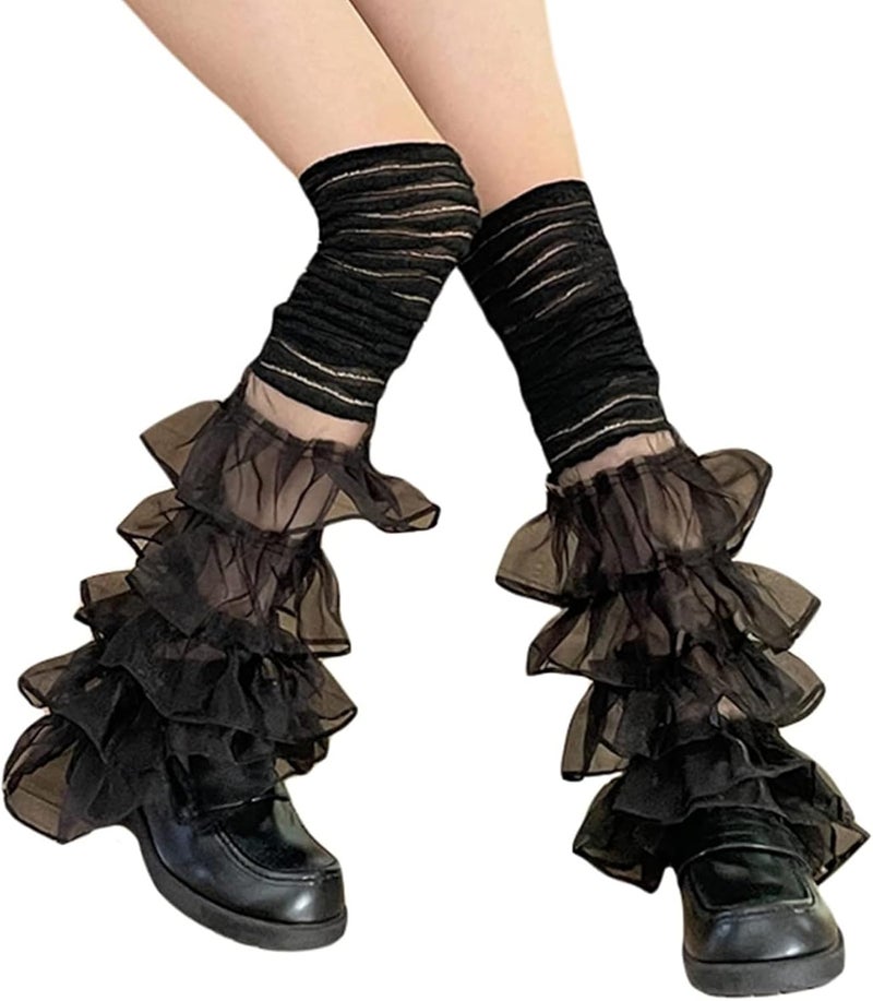 SherryDC Girl's Y2k Kawaii Leg Warmers Cute Lace Harajuku Leg Sleeves Gothic Lolita Long Slouch Socks for Women - Image 1